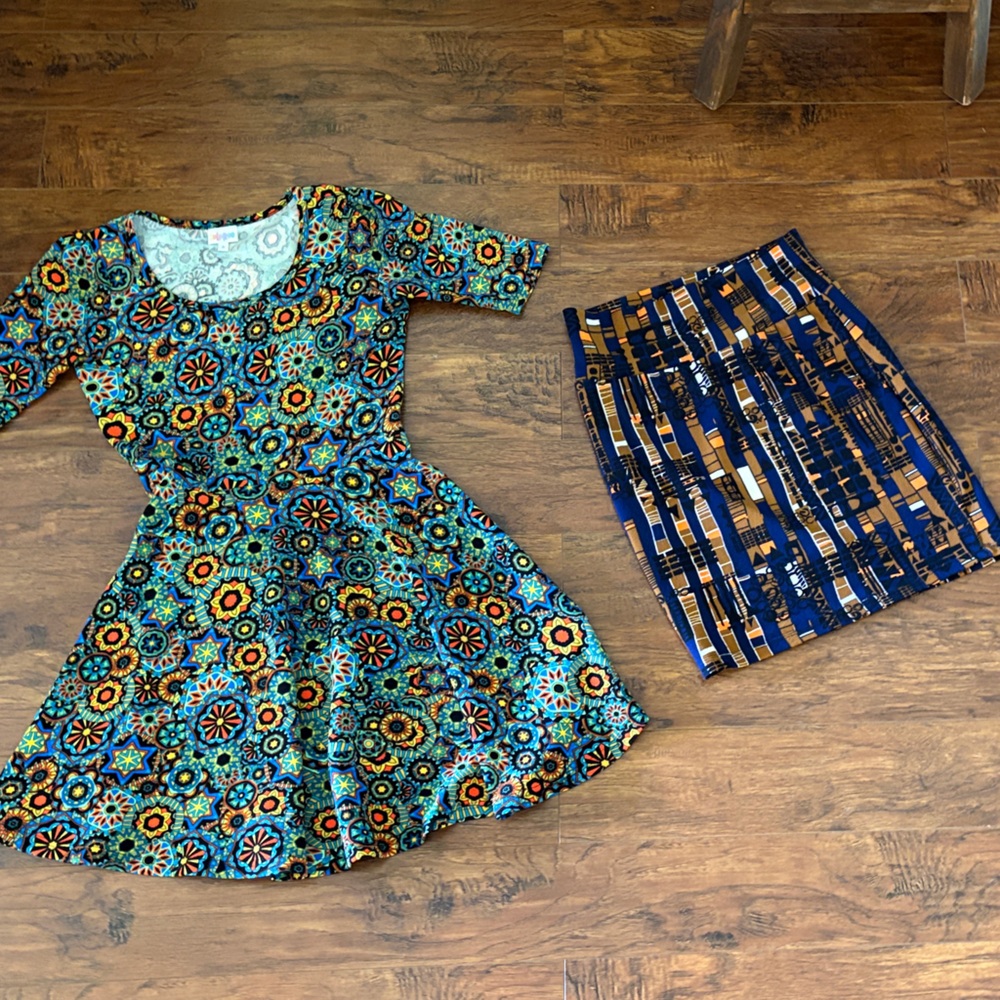 LuLaRoe Teal Multi-Color Floral Fit & Flare Dress